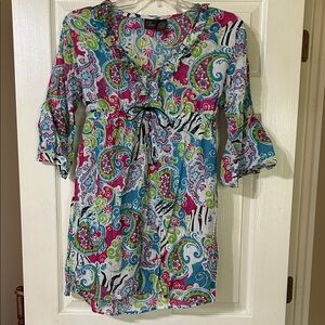 Colorful Paisley Swim Coverup